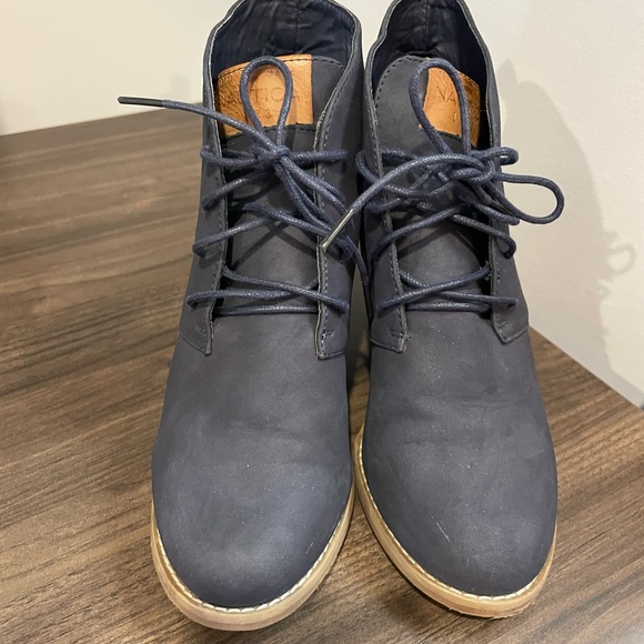 Nautica | Navy Blue Wedge Lace-up Ankle Booties 8 - Picture 3 of 4